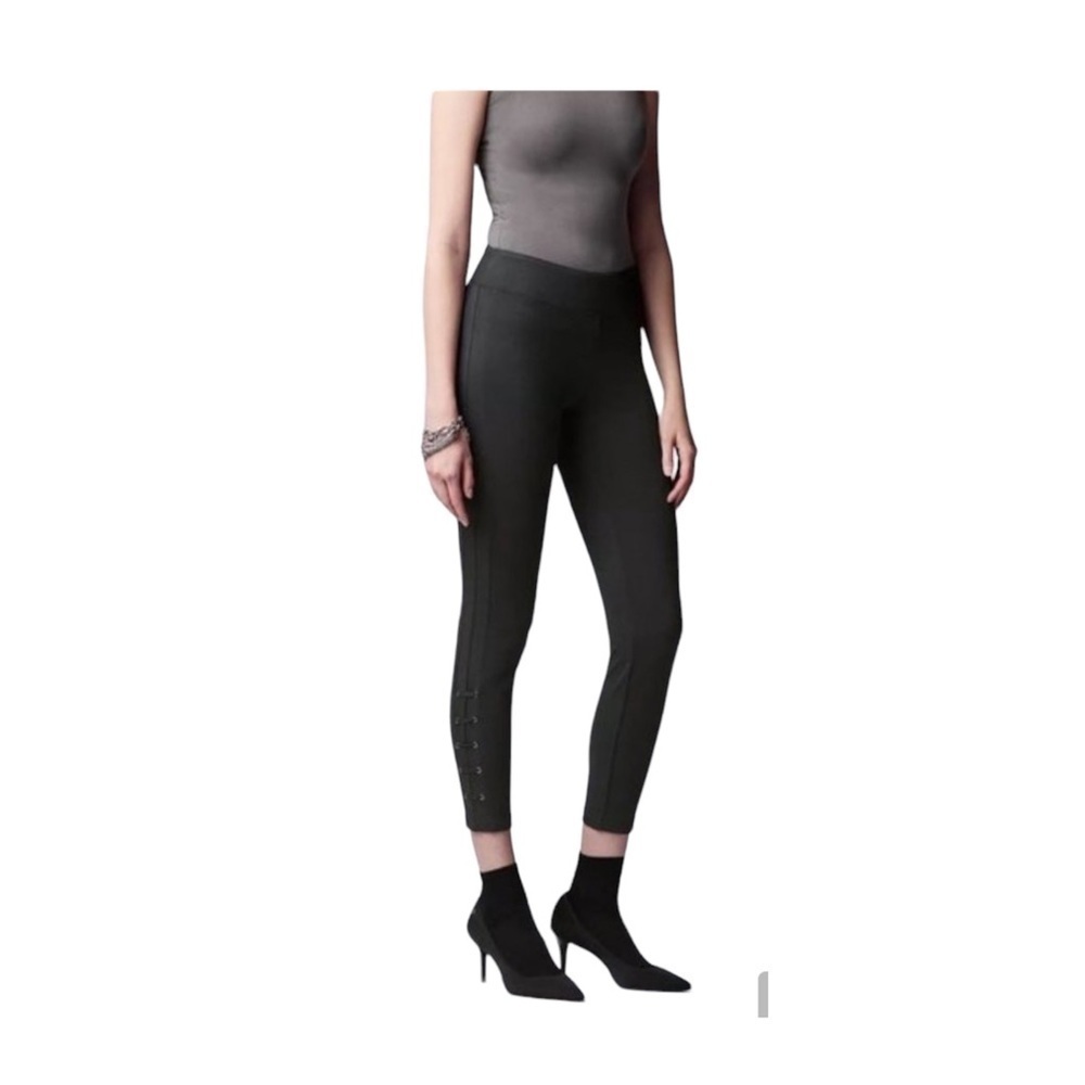Simply Vera Wang Womens Black High Rise Knit Lace Up Leggings Plus Sz XXL New